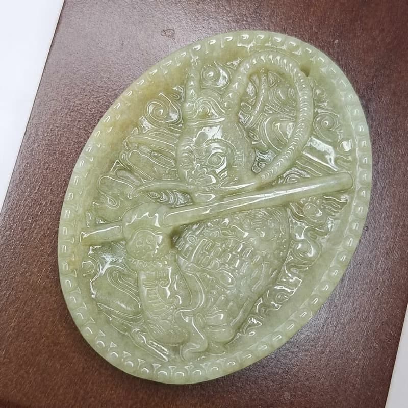 天然滿黃翡 齊天大聖 孫悟空 吊墜 牌件 | 天然緬甸玉A貨翡翠