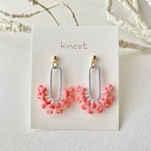 コーラルピアス・イヤリング【ライトグレー×ピンク】
