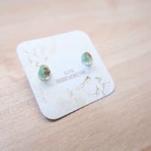 OUD原創. 手工飾品. 凝系列.粉藍珍珠白岩小耳環/耳夾
