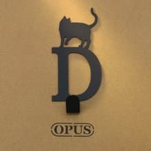 【OPUS東齊金工】當貓咪遇上字母D - 掛勾(黑)/壁飾衣架/造型掛鉤