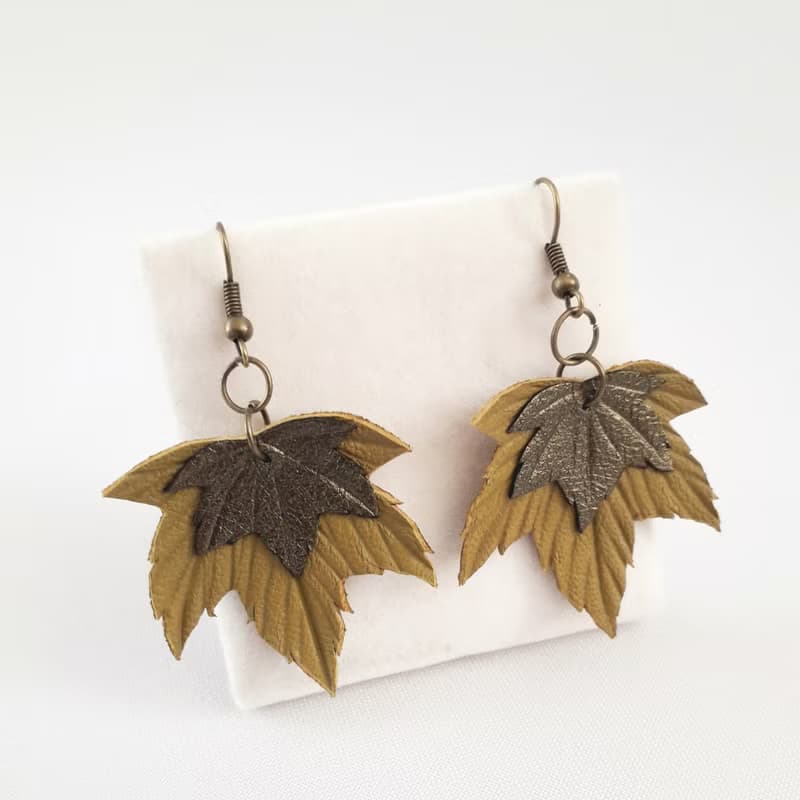 耳環 green leather earrings for her Leather women's jewelry