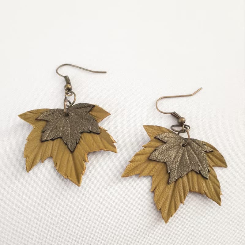 耳環 green leather earrings for her Leather women's jewelry
