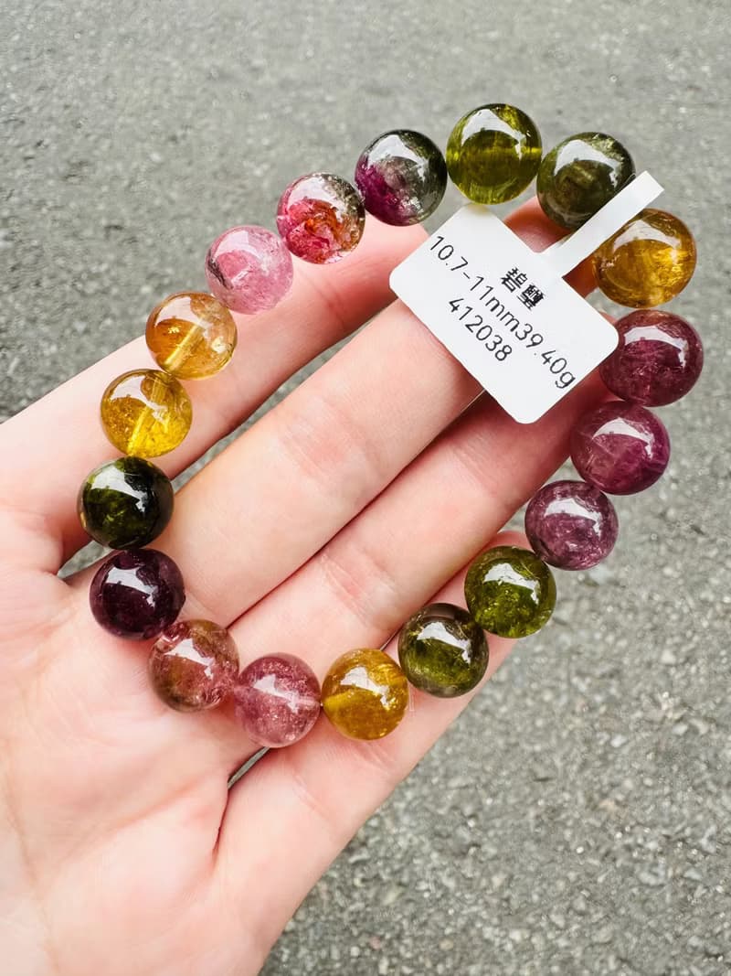 天然濃色大珠碧璽10.9-11.2mm39.40g電氣石雙色西瓜碧璽彩碧璽