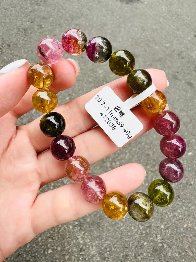 天然濃色大珠碧璽10.9-11.2mm39.40g電氣石雙色西瓜碧璽彩碧璽
