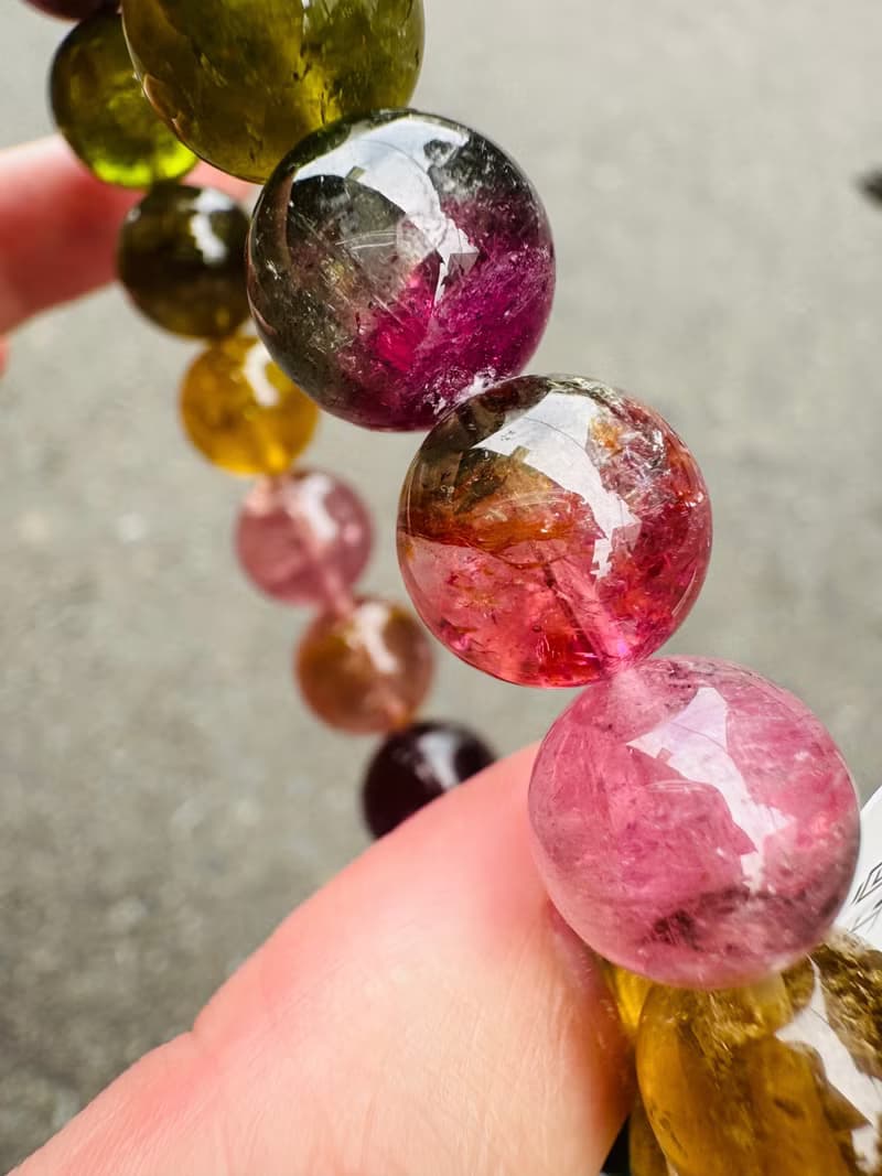 天然濃色大珠碧璽10.9-11.2mm39.40g電氣石雙色西瓜碧璽彩碧璽