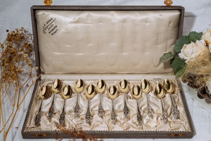 植物造型小銀匙組12根 - 西洋古董