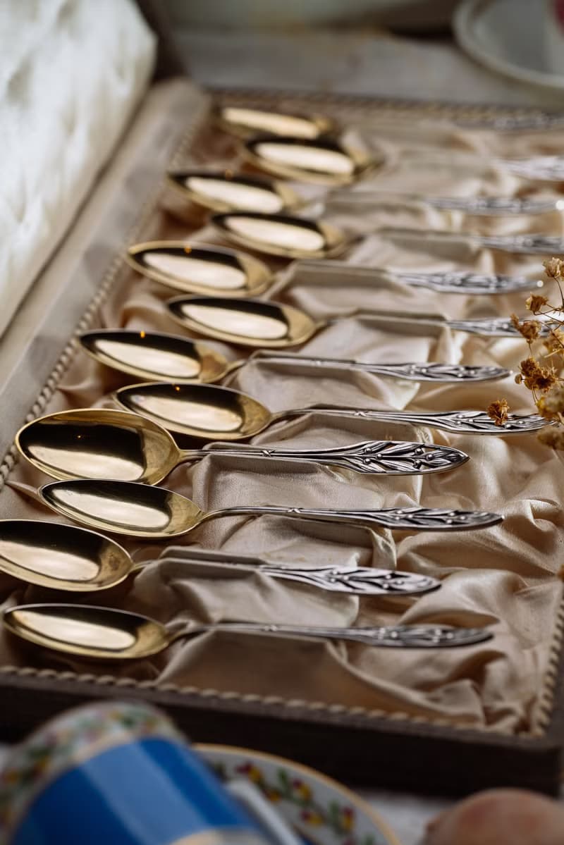 植物造型小銀匙組12根 - 西洋古董