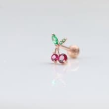 14K Cherry Piercing 櫻桃鎖珠耳環(單個)耳骨 耳窩 不退色