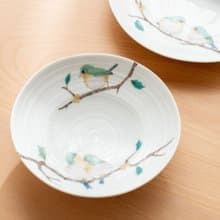 綠繡眼深皿 (16cm) /九谷青郊窯