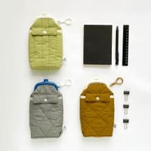 空氣感衍縫鋪棉塑膠口金筆袋/文具收納/黑/抹茶綠/藍/卡其綠