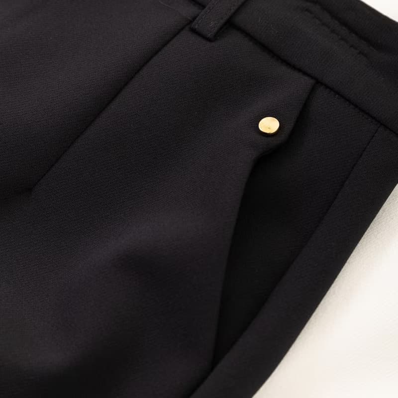 【Icare】小鉚釘黑色切口西裝褲(M-L) | 女西裝長褲 女長褲