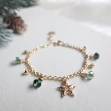 冬日盛典 - 漸層綠水晶星星手鍊