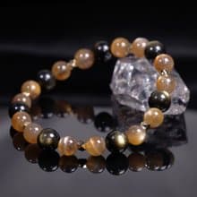 【影曜流光】黑金太陽石×金曜石 14K包金水晶手鍊 開運招財 禮物