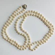 ガラスパール3Wayオールノットロングネックレス/8mm約120cm/Lt.クリーム/R/made in japan