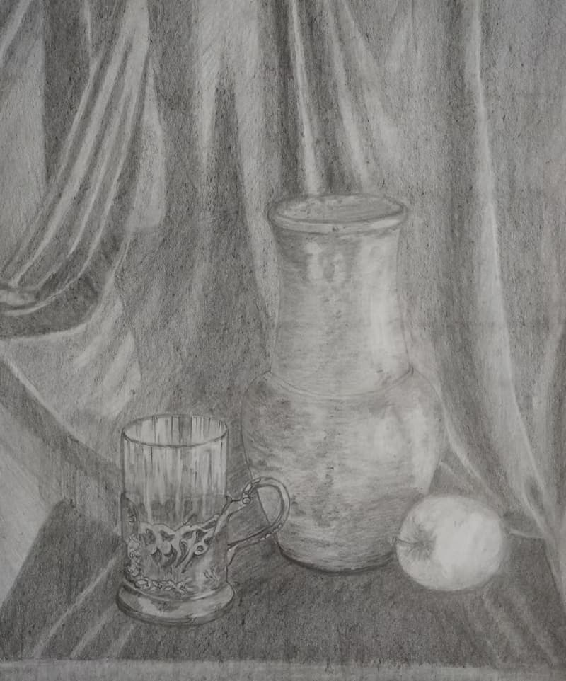 鉛筆 圖形 靜物 投手 玻璃杯墊 蘋果 織物 復古 餐具