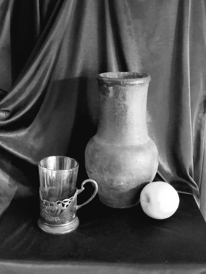 鉛筆 圖形 靜物 投手 玻璃杯墊 蘋果 織物 復古 餐具