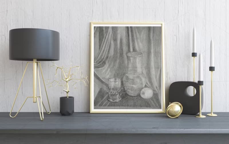 鉛筆 圖形 靜物 投手 玻璃杯墊 蘋果 織物 復古 餐具