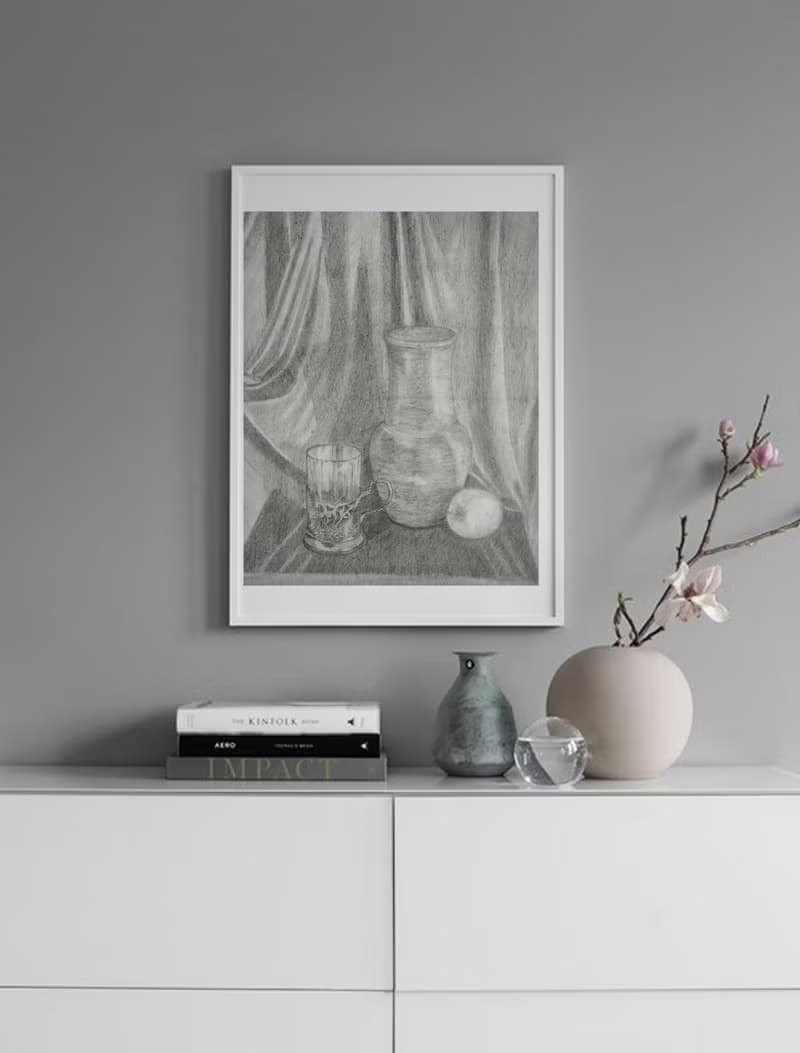 鉛筆 圖形 靜物 投手 玻璃杯墊 蘋果 織物 復古 餐具