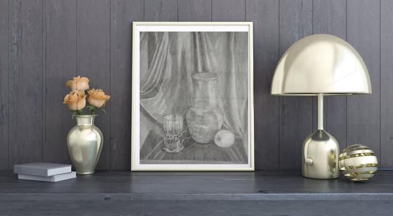 鉛筆 圖形 靜物 投手 玻璃杯墊 蘋果 織物 復古 餐具