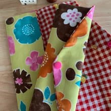 文青風環保纯棉筷袋 開心花兒 芥末黃 浪漫 日本 潮物 收纳 手作