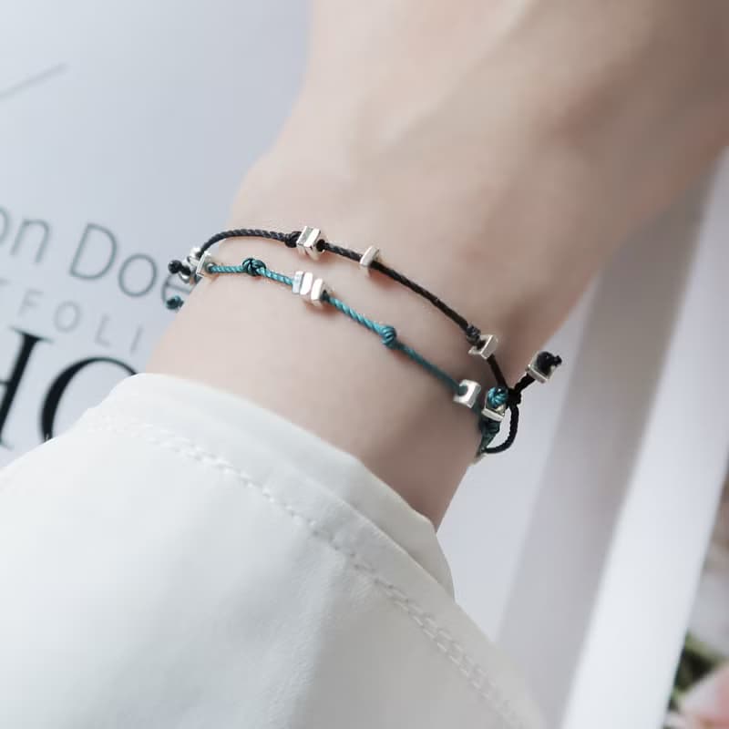 925純銀 織星 耀眼黑色 幸運繩 手繩 蠟繩 免費送禮包裝