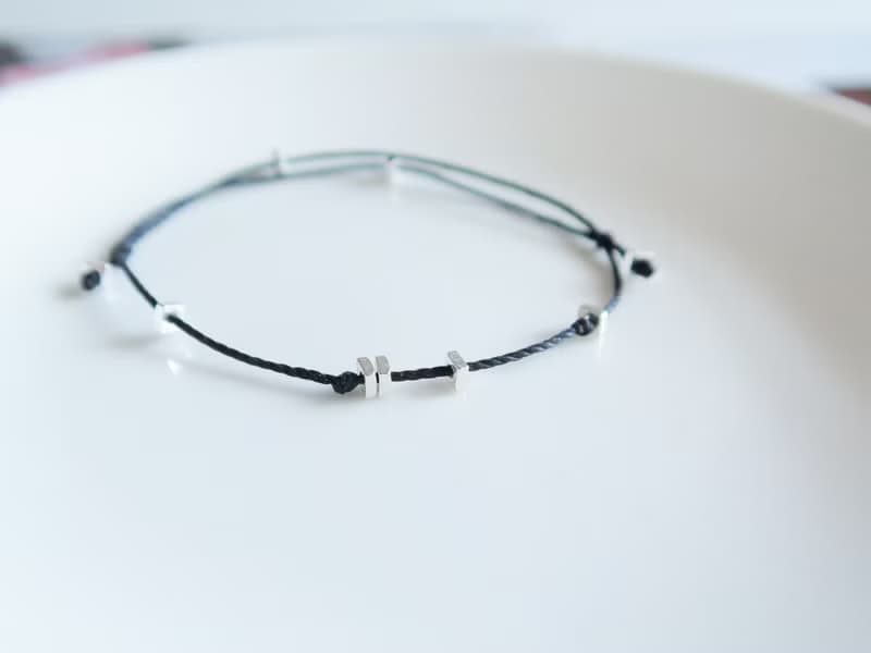 925純銀 織星 耀眼黑色 幸運繩 手繩 蠟繩 免費送禮包裝