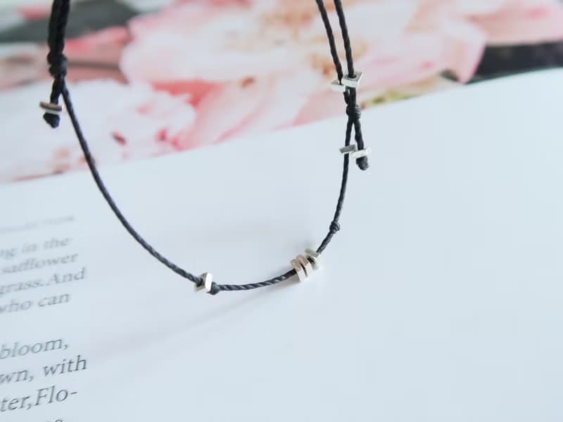 925純銀 織星 耀眼黑色 幸運繩 手繩 蠟繩 免費送禮包裝