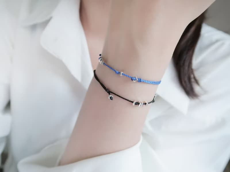 925純銀 織星 耀眼黑色 幸運繩 手繩 蠟繩 免費送禮包裝