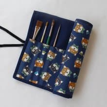 可愛小狗畫具袋/筆袋 工具收納袋 滾邊 巻物ケース 水彩絵具
