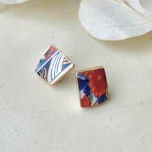 【金具が選べる】有田焼　金継ぎ　ピアス　イヤリング　花柄　和柄　伝統工芸　No.147