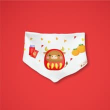 福牛達摩不倒翁  純棉 三角巾 口水巾 嬰兒 寶寶 新年 春節 禮物 開運招財 2021