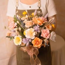 【美好】新娘捧花 粉橘紫色 乾燥花 永生花 / 結婚 婚禮 婚紗照