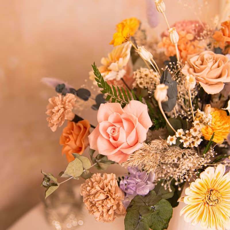 【美好】新娘捧花 粉橘紫色 乾燥花 永生花 / 結婚 婚禮 婚紗照