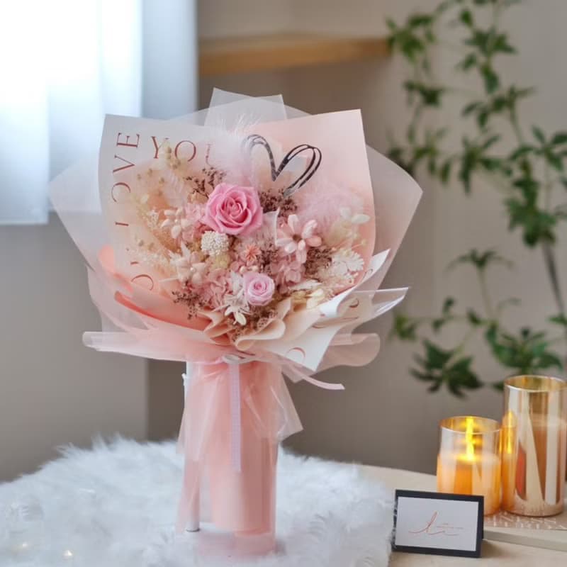 心動時刻 夢幻粉 / 七夕花束 情人節禮物 求婚花束