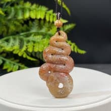 高品質珊瑚玉吊墜冰潤高瓷玉化飄紅手雕生肖蛇保護神聖幸運吉祥