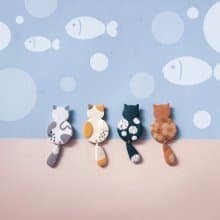 bi kitty//三色貓北歐抽象風圖案手工軟陶耳環
