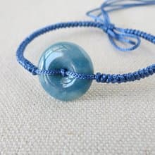 本命年【歲歲平安】平安扣翡翠絲光編織手鍊*SS54*招財、開運