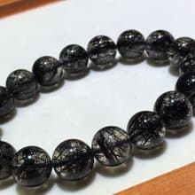 招財領袖之石黑髮晶 純天然巴西進口老礦黑髮晶蕾絲手鏈 發絲多