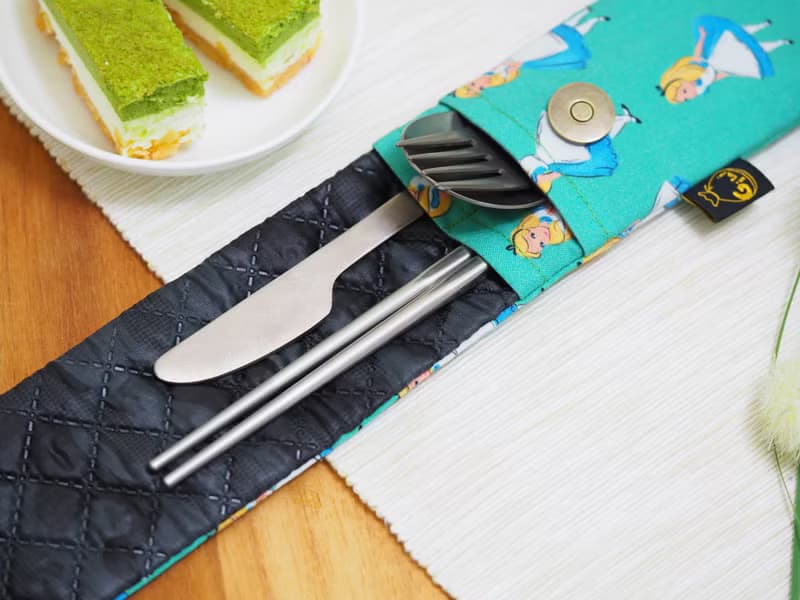 【Gi LAI】6.5*26Cm環保雙層筷袋 餐具袋-愛莉絲女孩