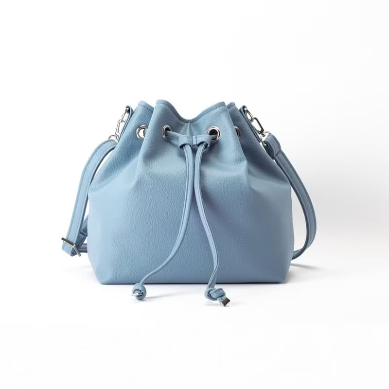 舒適肩背水桶包 - 粉藍
