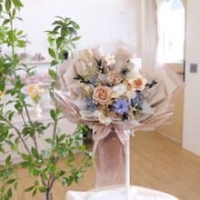 廣島之戀 永生玫瑰花束 奶茶色包裝 M