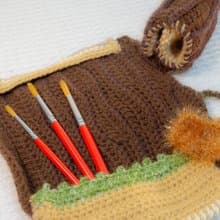 木紋餐具袋、文具袋 手鉤森林系列可放筷子湯匙吸管附手工菜瓜布