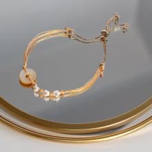 千金萬貫 手工編織手鍊 細鍊 輕珠寶 黃蝶貝 招財 有錢花 可調節