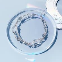 月光石 拉長石 淡水珍珠 925純銀 手工繞線 天然水晶 雙層手鍊
