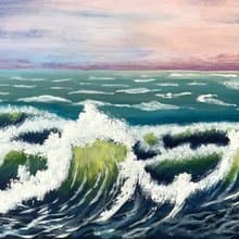 Seascape. Surf at sunset. Gouache.