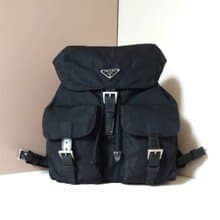 絕版古董品 Prada黑色銀標尼龍雙肩包 後背包 背囊 中古包 二手包