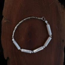 東方四季竹節 生長初時 天然貝殼珠x925銀 原創手作小眾串珠 手鏈