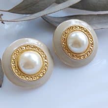 Vintage Jewelry 西洋古董飾品 奶白 優雅 仿珠 知性 針式耳環