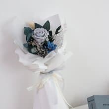 冷灰藍單朵永生玫瑰/情人節花束