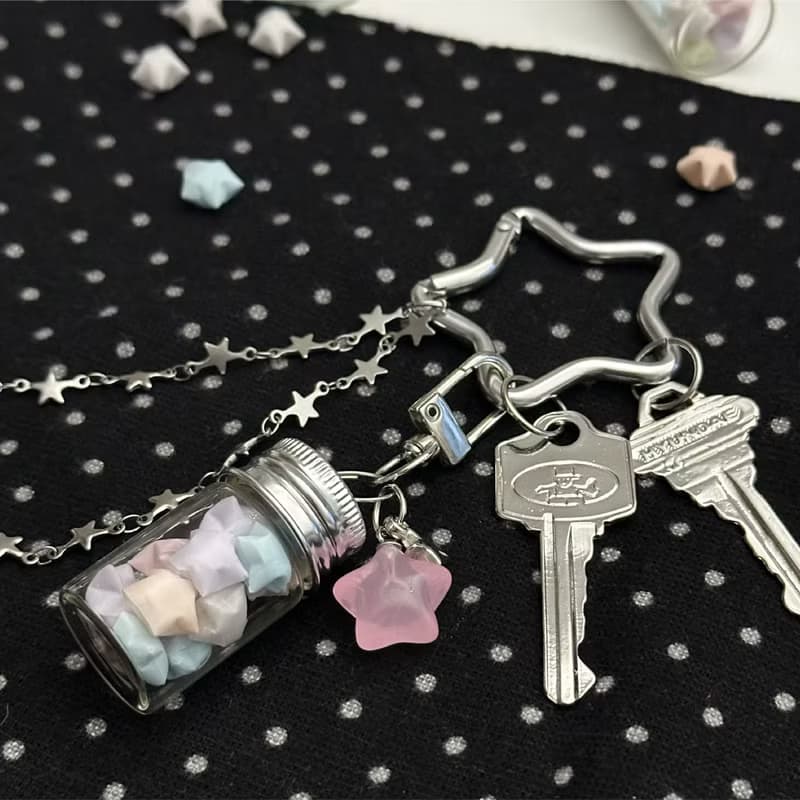 紙星玻璃瓶鑰匙圈